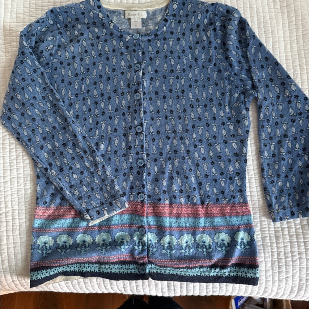 Garnet Hill Patterned Button-Up Cardigan